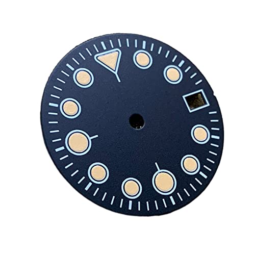 UNbit 28,5 mm Zifferblatt kompatibel mit NH35/NH36 Uhrwerk-Reparatur-Set, grün leuchtendes Armbanduhr-Zifferblatt, gemächlich