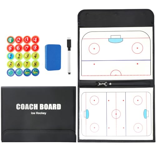 RoseFlower Taktikbrett Eishockey, Taktiktafel Eishockey, Taktikmappe Eishockey mit Marker Stift Magneten, Profi Tatktikboards Eishockey Coaching Board für Ice Hockey die Schulung oder Spielanalyse