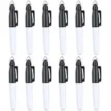 JKJF 12 Stücke Golfball Markierungs Feder Mini Permanent Marker mit Kappenclips Golfball Marker für Schule Büro Schreibwaren Outdoor Aktivitäten - Schwarze