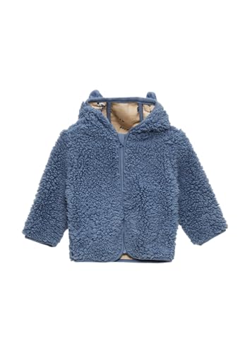 s.Oliver Teddyplüsch-Jacke mit Öhrchen und bedrucktem Futter blau 80