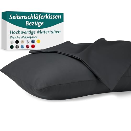 Seitenschläferkissen Bezug 40 x 145 Mikrofaser Premium 2er Set Kissenbezug Deko für Kissen Bett/Sofa Stoff Weicher Resistent Hypoallergen Anti-Milben Kopfkissenbezug Verdecktem Zip Voll Waschbar