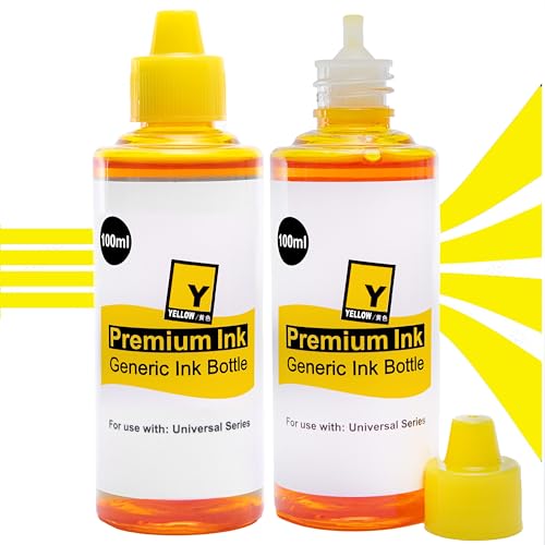 Druckertinte Nachfülltinte Gelb Yellow 2x100ml für Epson 102 104 EkoTank HP Brother Canon Pixma Drucker Refillset Universaltinte