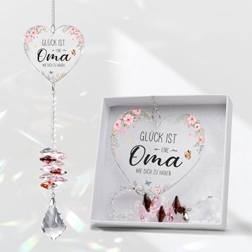 Oma Geschenk, Geburtstagsgeschenk Oma, Geschenk oma Geburtstag, Muttertagsgeschenk für Oma, Kristall Sonnenfänger Geschenke zum Muttertag Geburtstag Weihnachten Valentinstag, Oma von Enkel