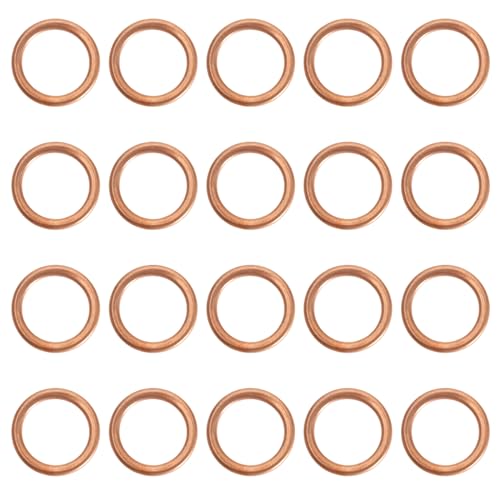 YINETTECH 20 Stück Ölablassschrauben Dichtungen Kupfer Zerkleinerungsscheiben Ölwannen Stecker Unterlegscheiben Plattenringe N013845.2 11137546275 22mm AD 16mm ID 2mm Dicke