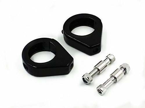 Motorrad Gabel Blinker Relocation Relocator Halterung Schellen Halterung Für Dyna XL Cruiser Chopper (schwarz, 49mm)