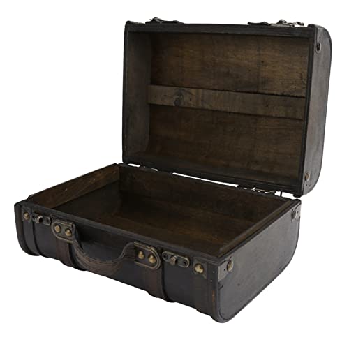 Wakects Holz-Aufbewahrungsbox, Retro-Koffer, Großes Fassungsvermögen, Personalisierter Holzkoffer mit Schloss für Studio-Dekoration, Schaufenster, Fotografie-Requisiten, 23,9 X 17,3 X
