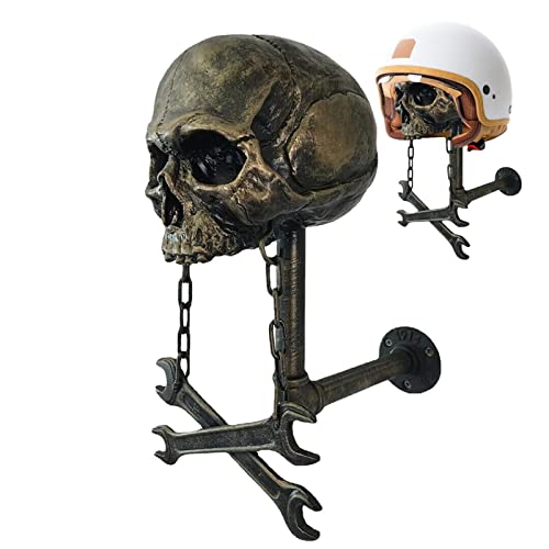 Motorrad-Schädel-Helme-Halter, An Der Wand Montierter Motorrad-Helm-Präsentationsständer, Totenkopf-Helm-Halter, Abnehmbarer Harz-Helm-Halter Für Motorradfahrer, Fahrrad- Und Motorrad-Enthusiasten