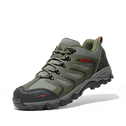 NORTIV 8 Herren Wanderschuhe Trekkingschuhe Outdoorschuhe Wasserdicht Hiking Shoes Kletterschuhe Bergsteigen Klettern Wandern Schuhe Armee/GRÜN/SCHWARZ/ORANGE 160448_Low-E Größe 43 (EUR)