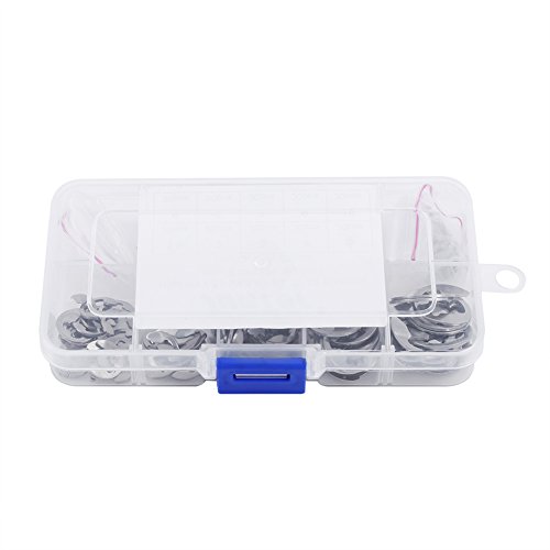120Pcs 10 Größe 304 Edelstahl E-Clip Sprengring Snap Opening Ring Sicherungsring Kit 1,5/2/3/4/5/6/7/8/9 / 10mm mit Kunststoff-Box