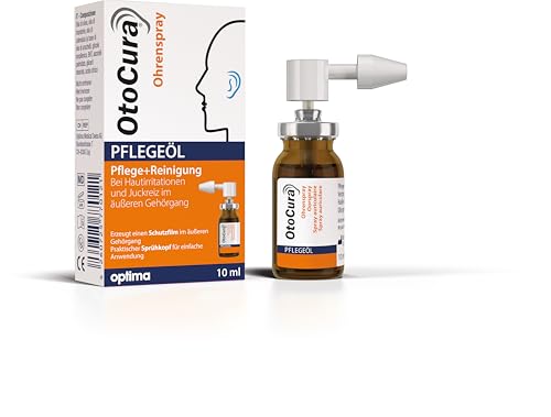 OtoCura Ohrenspray 10 ml, Ohrenreiniger aus Olivenöl, Mandelöl und Calendulaöl zur Ohren Reinigung und Pflege des äußeren Gehörgangs - Design 2024