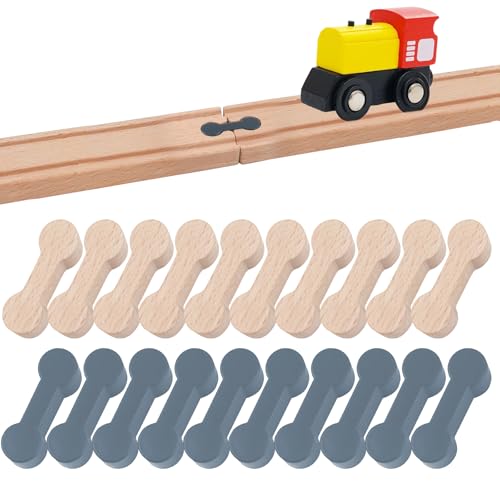 20 Stück Gleisverbinder holzeisenbahn verbindungsstücke, Rail Connection Wood Track, schienenverbinder holzeisenbahn, Holzschienen Adapter Verbinder, Schienen Verbindungsstücke