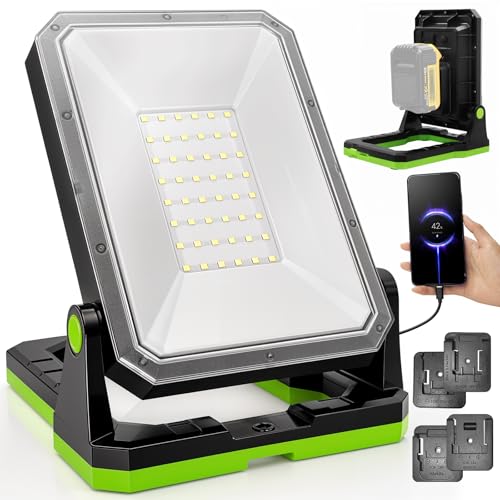 SYLSTAR Akku Baustrahler für 18-20V Akkus, 30W 3000LM Arbeitsleuchte LED Akku Lampe Kompatibel mit BOSCH Professional, Makita, DEWALT, Black&Decker, PorterCable, STANLEY, WORX und Milwaukee(nur Licht)