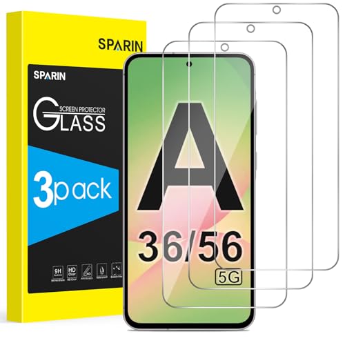 SPARIN 3 Stück Panzer Schutz Glas für Samsung Galaxy A36/A56 5G, Frei von Kratzern, HD-Klar, 9H Härte Ultrabeständig Schutzfolie, 6,7 Zoll