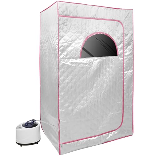 Dampfsauna, tragbar, 4-lagig, verdicktes Zelt-Set, ideal für Saunabad (ohne Stuhl), Sauna, Spa, für eine Person, zusammenklappbar, 100 x 80 x 170 cm, silberfarben