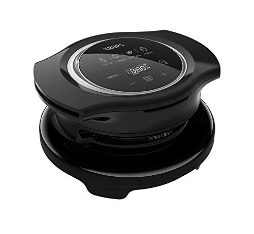 Krups Cook4Me Extra Crisp-Deckel AJ1508 | Timer | 4 Automatische Funktionen | Braten, Frittieren, Grillen, Backen | Extra knusprig | Schwarz