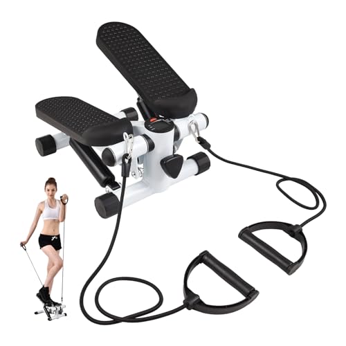 Stepper für Zuhause, Mini Trainingsleiter Schritt Stepper mit LCD Display und Widerstandsbändern Fitness Treppen Steppern, für Ganzkörpertraining Formung Stabilität und