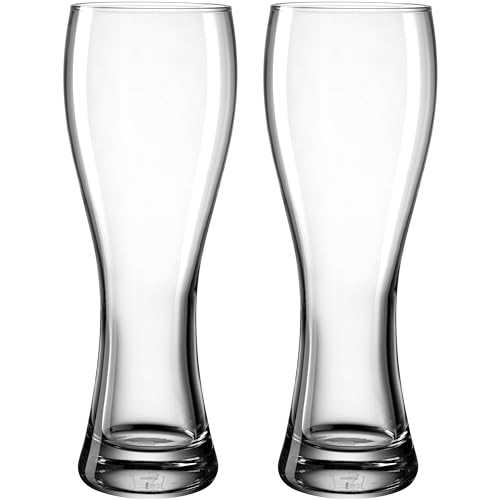 LEONARDO Maxima Weizenbiergläser 2er Set - Weissbiergläser, hochwertig verarbeitet - Inhalt 500 ml - Spülmaschinengeeignet - 2 Weizengläser transparent