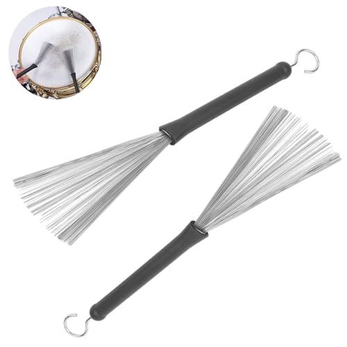 Zwenjuan Trommelbürste,2 Stück Schlagzeug Schlagzeugbesen Jazzbesen Drum Besen Drahtbürsten Drums Drum Zubehör Edelstahl Drum Sticks Einziehbar Schlagzeug,für Musiker Anfänger