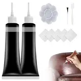 givuaime 2 Stück Leder Reparatur Set, 2024 Neuest Lederreparaturgel, Flüssigleder Sofa Restaurator, Ausbessern von Kratzern und Gebrauchsspuren für autositz Reparatur, Lederprodukten (Schwarz)