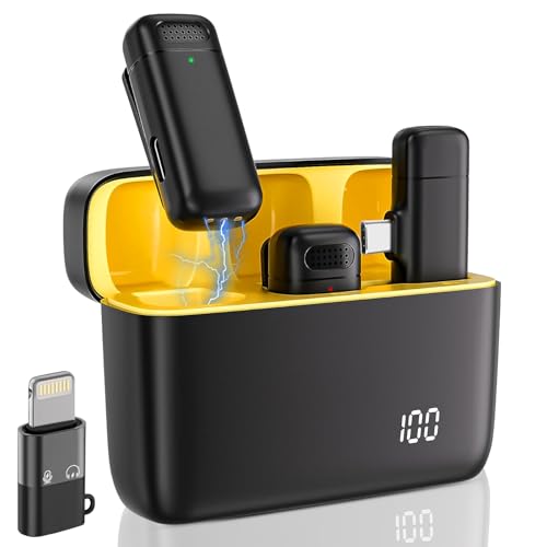 AKOFIC Lavalier Mikrofon Kabellos für iPhone/Android Telefon/Laptop, Mini Handy Mikrofon, Professionelles Dual USB C Ansteckmikrofon für Videoaufzeichnung, Live-Streaming, Vlog, YouTube, TikTok