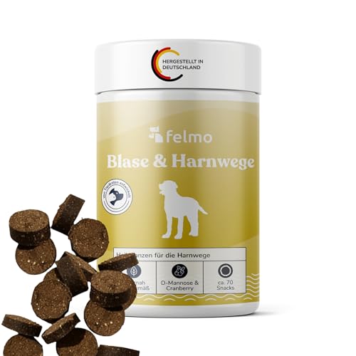 FELMO Blasen- & Harnwege-Snacks für Hunde - ca. 70 Leckerlis zur Unterstützung der Blasenfunktion bei Blasenschwäche und Blasen- Reizung sowie Inkontinenz - Getreide- und zuckerfrei