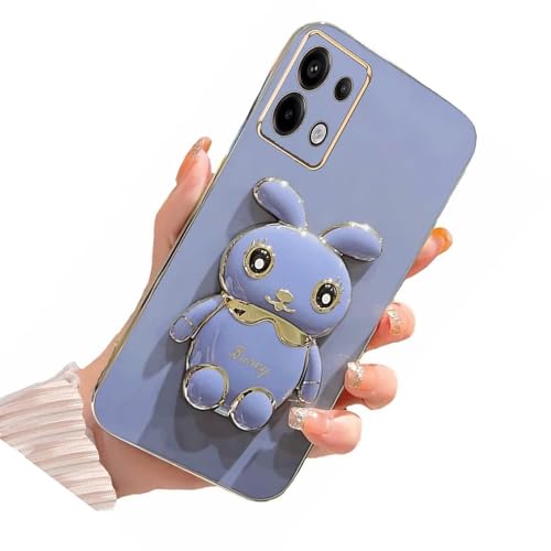 Nadoli für Xiaomi Redmi Note 13 Pro 5G Hase Versteckt Ständer Hülle,Karikatur Ultra Dünn Überzug Galvanisierte Kaninchen Ständer Weiche Silikon Kratzfest Handyhülle Schutzhülle