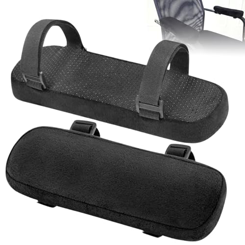 WAVATA 2 Stück Armlehnen Polster für Bürostuhl, Armlehne Pads Ergonomische, Stuhl Armlehnenpolster, Bürostuhl Armlehnenbezug, für Schreibtischstuhl Gaming Stuhl Rollstuhl (Schwarz)