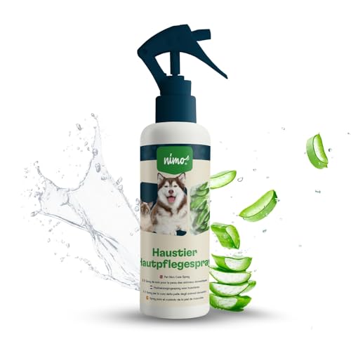 nimo® Haustier Hautpflegespray | Hautpflege für Hunde, Katzen mit Aloe Vera & Panthenol | Regeneration der Haut bei Trockenheit & Entzündungen | gegen Juckreiz & Reizung | bei Ungezieferbefall, Milben