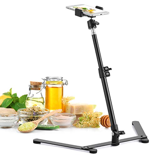 Einstellbarer Fotokopierständer mit Handy Klammer, Overhead Halterung, Tischständer Video Table Ständer für Live Streaming, Online Video, Food Crafting Demo Zeichnen Aufzeichnungen