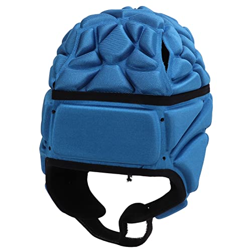 Fußballhelm, Verstellbarer Fußballhelm mit Samtfutter, Leichte Fußball-Kopfbedeckung für Erwachsene (Blue)