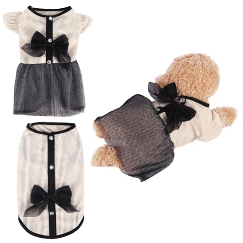 Fnaobai Tutu-Kleid für Hunde, Welpen, Sommer, Schleife, Katze, Vintage, Spitzenrock, Tank-Top, Frühlingskleidung, Outfits für kleine, mittelgroße Hunde und Katzen