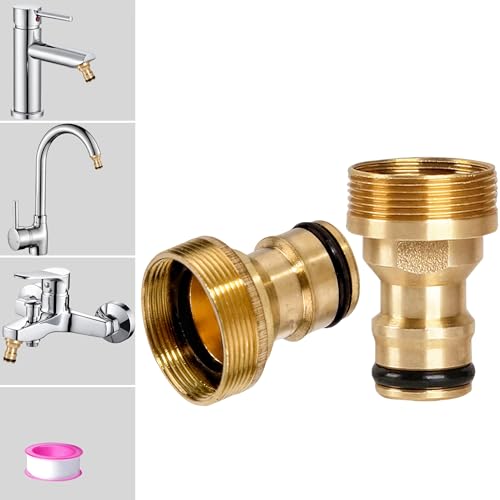 2 Stück Universal-Wasserhahnanschluss für Mischbatterie,Schlauchadapter Wasserhahn Adapter Schlauchkupplung Schnellkupplung Gartenschlauch Wasserhahn ist nicht geeignet für 1/2 "und 3/4" Armaturen