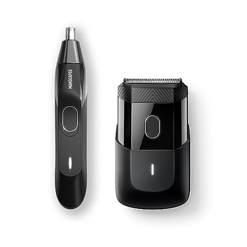 MANSCAPED® The Handyman™ Travel Duo umfasst den Weed Whacker® 2.0 Nasen- und Ohrenhaarschneider und den tragbaren kompakten Gesichtshaarrasierer für Herren mit Langhaarglätter und Folienklingen