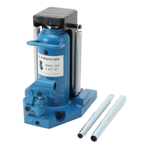 Lfhelper 10T einfachwirkende Hydraulikheber hydraulischer Wagenheber Stempelheber Handbetätigter Stempelwagenheber Maschinenheber schwerlastheber, Zehe: 5 Tonnen/Spitze:10 Tonnen Blau