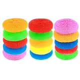 15 Stück Rund Dish Scrubber Topfreiniger Bunte Kunststoff Spülbürsten Scheuerschwämme Kratzfest Reinigungstuch Topfkratzer Kunststoff Pfannen Rundbürste Kratzschwamm für Küchenreinigung