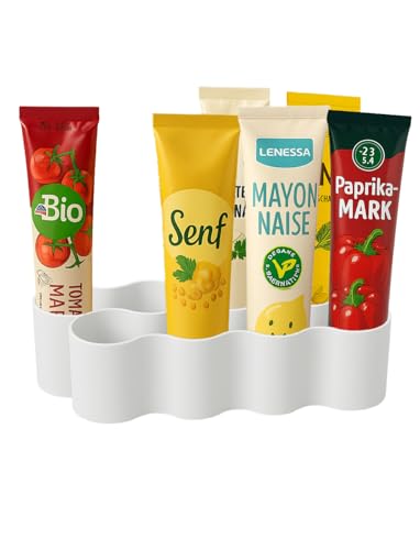 Naturalspring® Tuben Aufbewahrungsbox Organizer für Standardtuben Weißer Tubenhalter – Ordnung im Kühlschrank & in der Küche