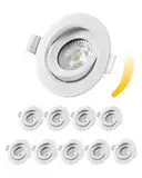 EDISHINE LED Spots Dimmbar, Einbaustrahler Flach 230V, 3000K Warmweiß Einbauleuchten, 64mm Schwenkbare Einbauspots, 5W 400LM Einbauleuchten, Ersatz für 50W Halogenlampe, Weiß, 10er Set