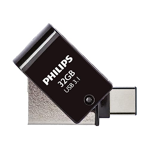 Philips 2-in-1 OTG Edition Ultra Speed USB-C/USB 3.1 duales USB-Flash-Laufwerk USB-Stick 32 GB für PC, Laptop, Computer, (Android) Smartphone, Tablet, Ultra Small, Lesegeschwindigkeit bis zu 180 MB/s