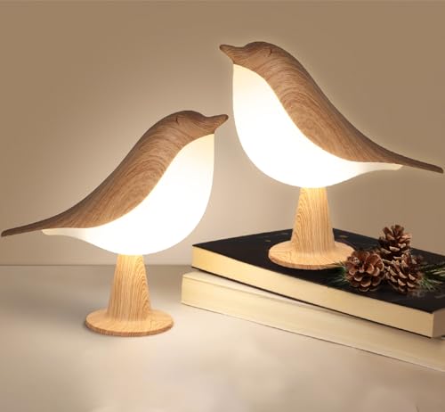 2 Stück Touch Nachttischlampe dimmbar, kleine kabellose Schreibtischlampe, tragbare Tischlampe, wiederaufladbar, niedlicher Vogel Lampe Nachtlicht für Kinder Erwachsene, Geschenke für Männer Frauen