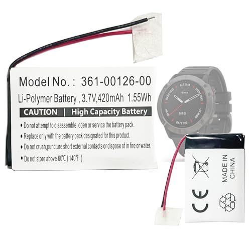 Aousavo 361-00126-00 ersatz akku 361-00126-00 Kompatibel mit Garmin Fenix 6X, Fenix 6X Pro Solar, Tactix Delta Smartwatch Watch Fitness Bracelet 010-02357-00