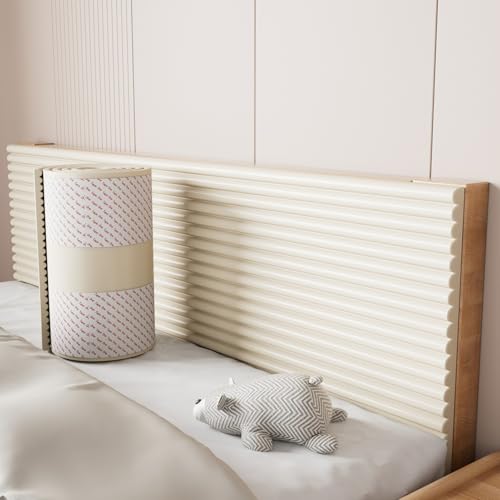 APMOE Wandpaneele Gepolstert für Kinderzimmer - 200 cm Wandpolster Selbstklebend, 1 cm Dick Anti-Kollision Wandkissen Bett Kopfteil, Polsterpaneel Wand Wandschutz Bett für Kinder(Beige,30x200cm)