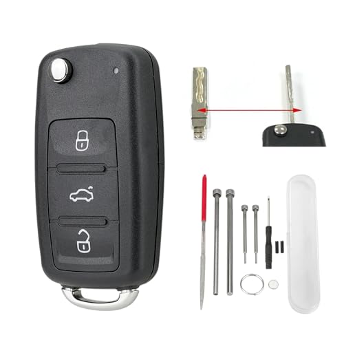 3-Tasten-Auto-Fernbedienungsgehäuse mit ungeschnittener Klinge für Volkswagen Transporter mit Nadelfeile Removal Tool für VW T4 T5 T6 Amarok Polo Golf