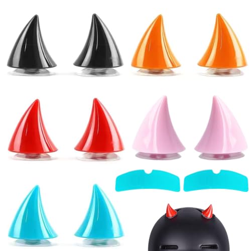 Motorrad Helm Hörner, Helm-Dekoration, Gummi-Horn Zubehör, 10 Stück Saugnapf Horn Helm Dekoration, Motorradhelm Devil Demon Helm-Zubehör, mit 2 Motorradhelm-Regenfolien