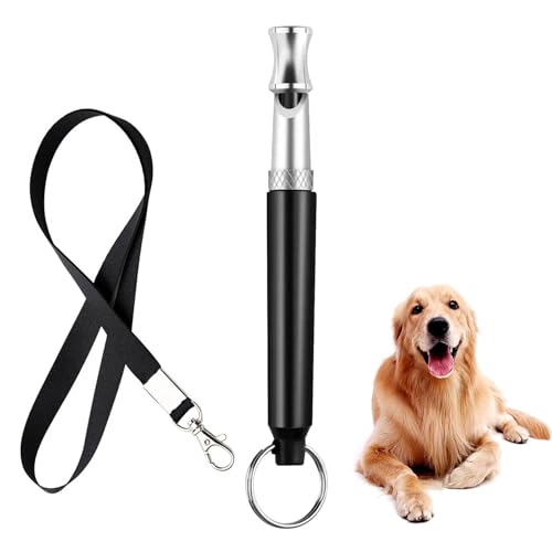 LBJFYHJN Hundepfeife Hochfrequenz Lautlos – Ultrasonisches Anti-Bell-Hunde-Zubehör mit Lanyard, Verstellbares Hundepfeife für alle Rassen - Schwarz