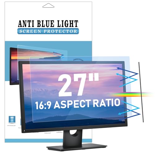 LAMA Anti Blaulichtfilter für 27 Zoll Monitor, Blaulicht blockierende Displayschutzfolie, Anti Blue Screen Protector Anti UV/Blendschutz/Augenschutz, Universal Bildschirmfilter 16:9 (598x337mm)