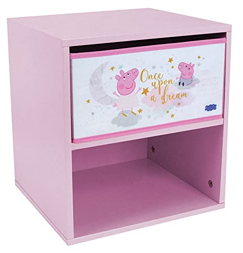 Fun House Enfant 713497 Peppa Pig Nachttisch mit Schublade, H 36 x B 33 x T 30 cm, Weiß