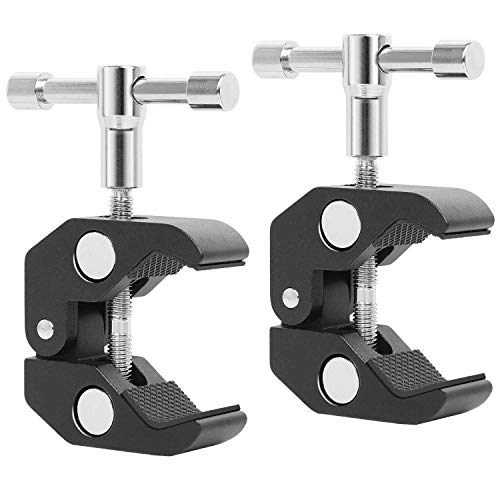 TRIXES 2 Stück Krabbenklemmen - Profi Klemmenset zur Befestigung von Zubehör aller Art an Tischen Regalen Paneelen Stativen Rohren uvm - 1/4" und 3/8" Gewinde - Öffnet sich auf bis zu 5,5 mm