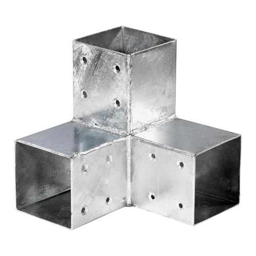 Pfostenecke für Holzpfosten 90 x 90 mm | Y-Form – 2-facher feuerverzinkter Eckverbinder aus Stahl | Pfostenverbinder | Steckverbinder | Holzverbinder & Carport