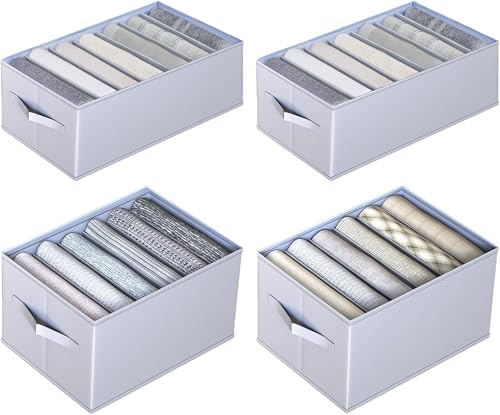 hinrey Kleiderschrank Organizer 2+2 Stücke, Hosen Organizer für Kleiderschrank Kleideraufbewahrung Organizer Box für Jeans Hosen Hemden