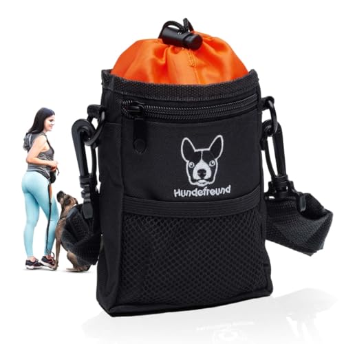 Hundefreund Leckerlibeutel für Hunde | Kleiner Futterbeutel zum Training mit dem Hund und für Leckerlis | 4 Tragevarianten mit 4 Fächern (14 x 11 x 4 cm)